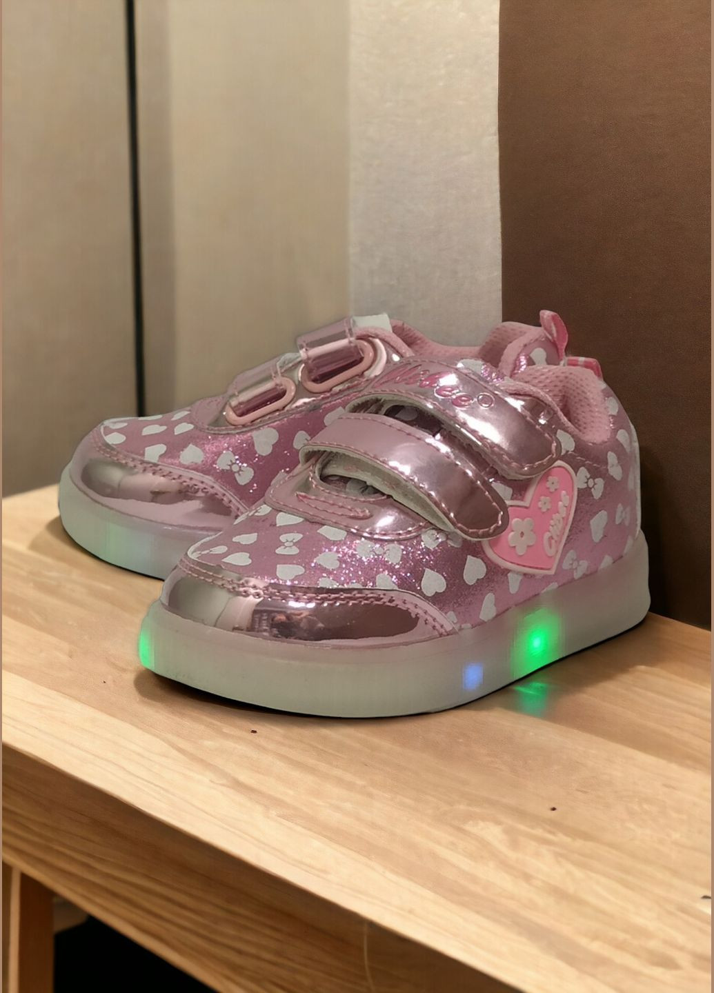 Розовые демисезонные кроссовки фонарики для девочки 630 Clibee