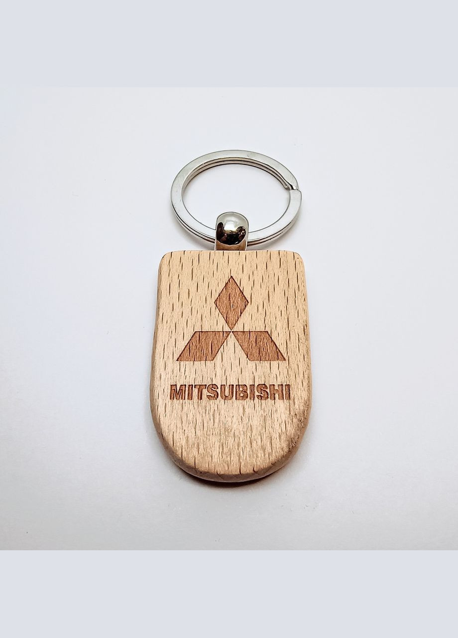 Брелок автомобильный деревянный MITSUBISHI Кольцо Мицубиси для ключей Светло 5.5 см x 3 см Finding (332054980)