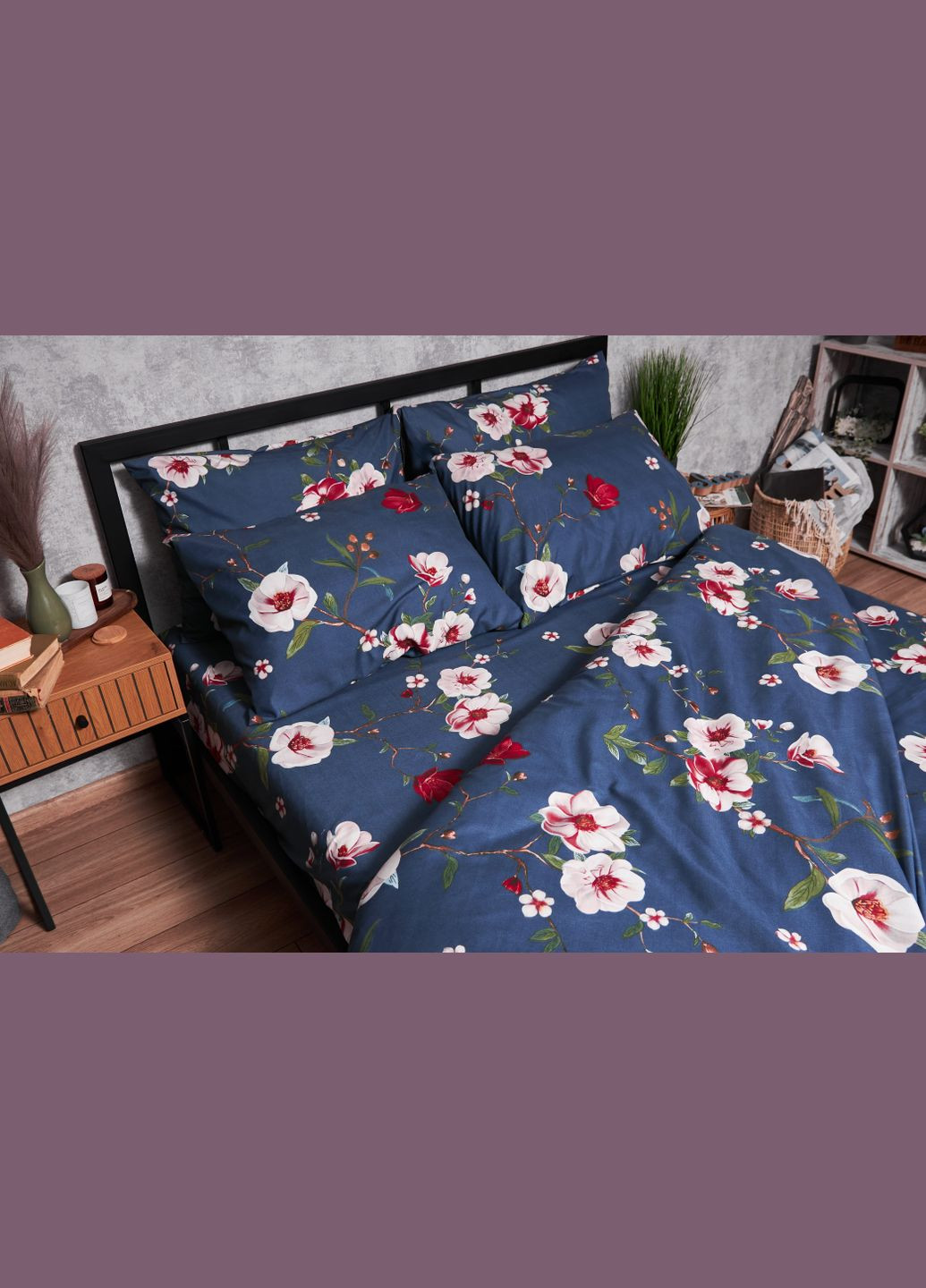 Комплект постільної білизни Полісатин Premium полуторний євро 160х220 наволочки 2х40х60 (MS-820003730) Moon&Star Bush Peony (288043866)