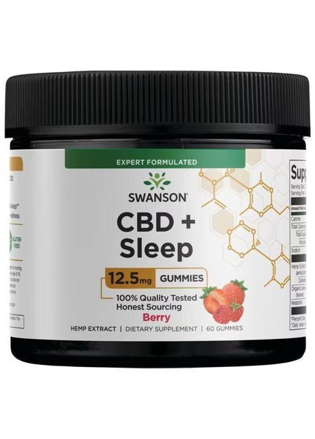 Добавка для сна - CBD 12.5 mg + Sleep Gummies, 60 желейок Swanson (290667985)