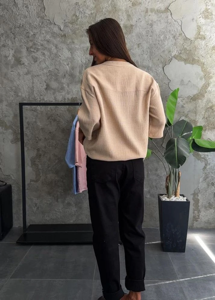 Бежевая кэжуал рубашка No Brand