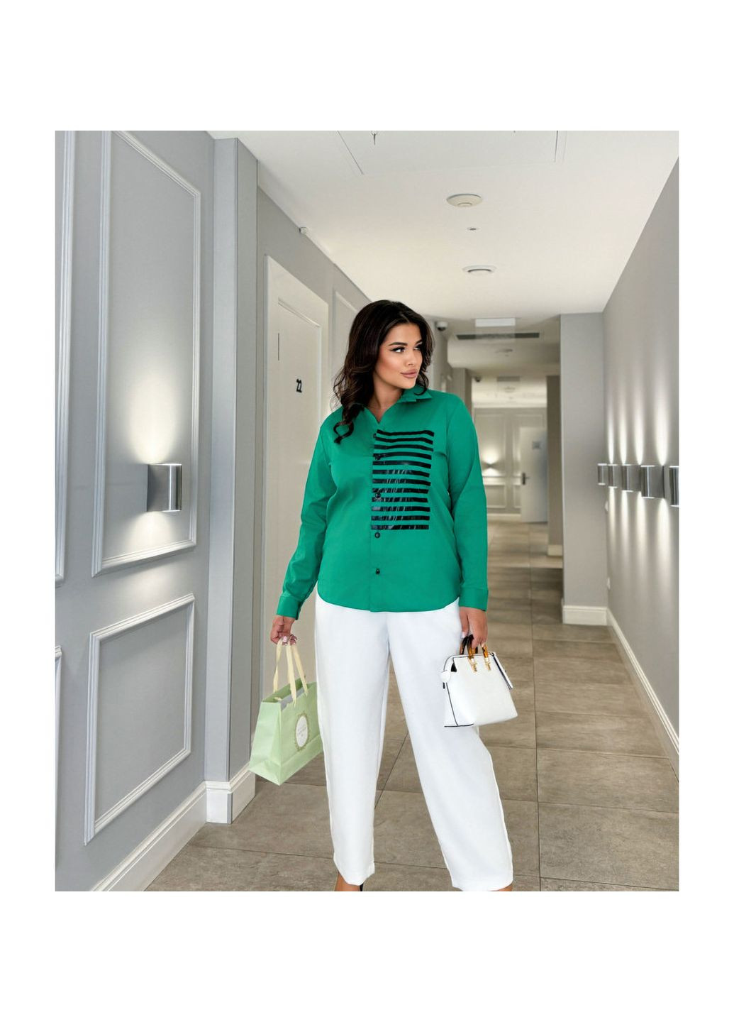 Зеленая повседневный рубашка Liton