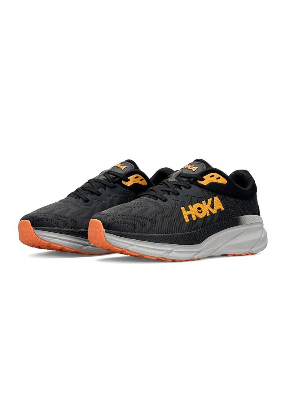 Серые кроссовки мужские hoka No Brand Challenger ART 7 Black White Orange
