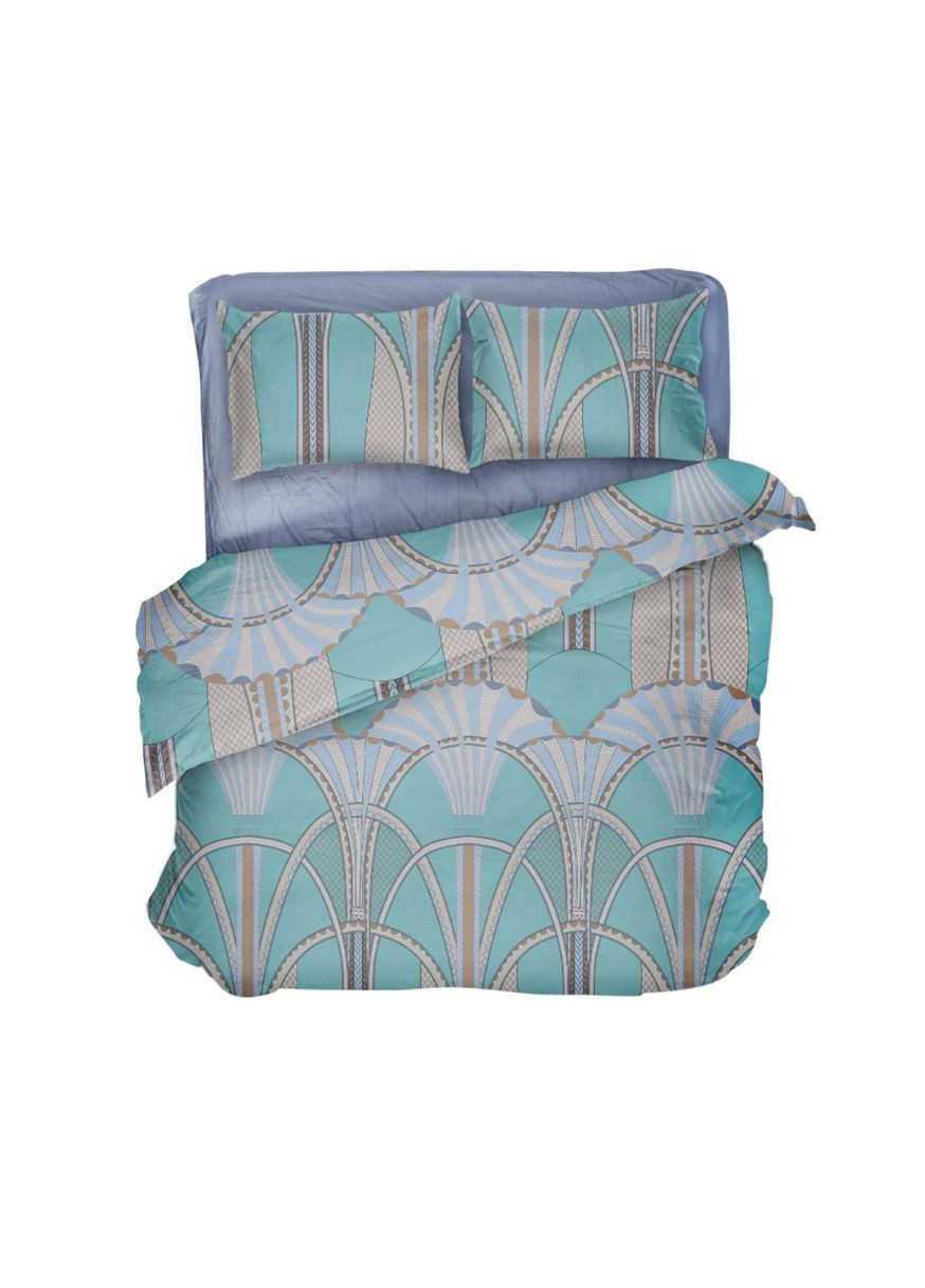 Постільна білизна, Поплін, Блакитний із Сірим, Двоспальний, L-2042 Lelit (316632537)