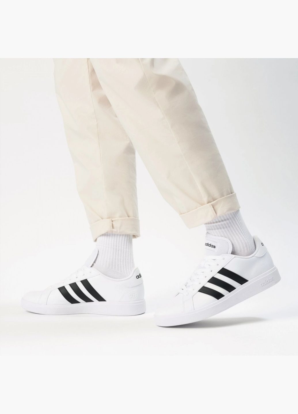 Білі кросівки чоловічі grand court base 2.0 white gw9250 adidas