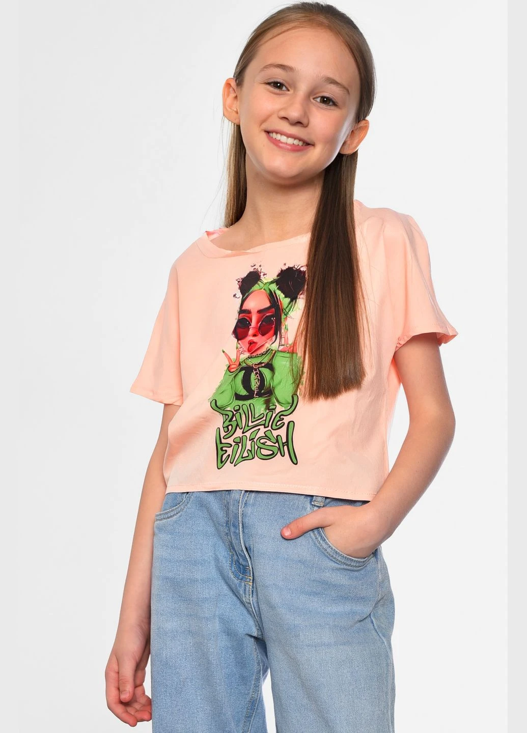 Рожева літня футболка дитяча для дівчинки рожевого кольору Let's Shop
