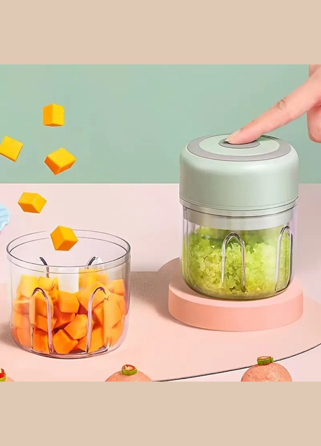 Мінібездротова електрична дробка для часнику, 250 мл, портативний подрібнювач, USB-зарядка No Brand (346068966)