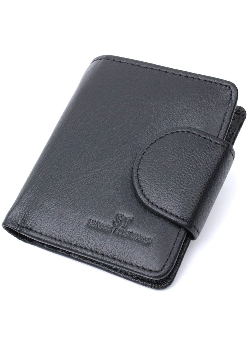 Вертикальний гаманець для жінок із натуральної шкіри 22701 Чорний st leather (341258713)