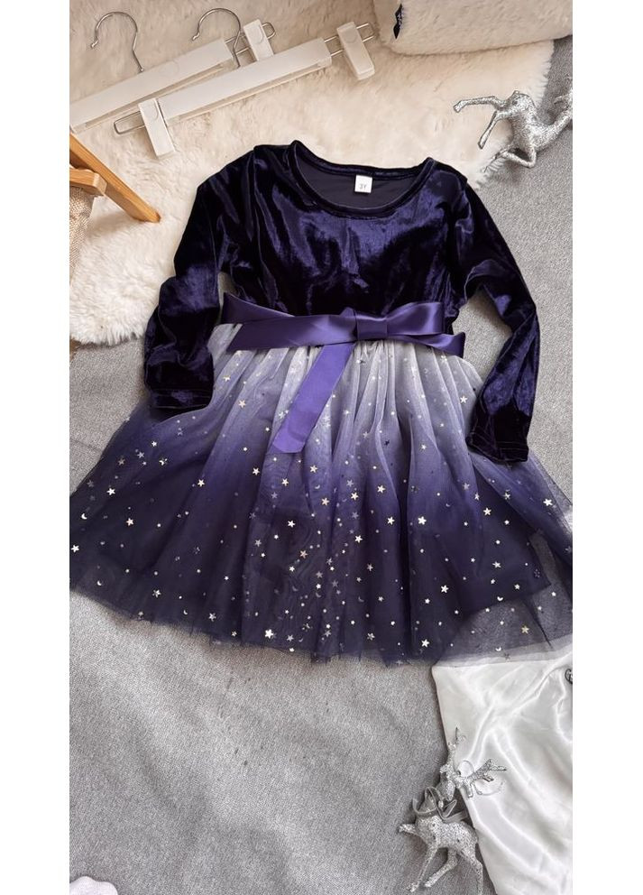 Комбинированное нарядное платье для девочки с градиентом цвет синий 10980 No Brand (370144127)