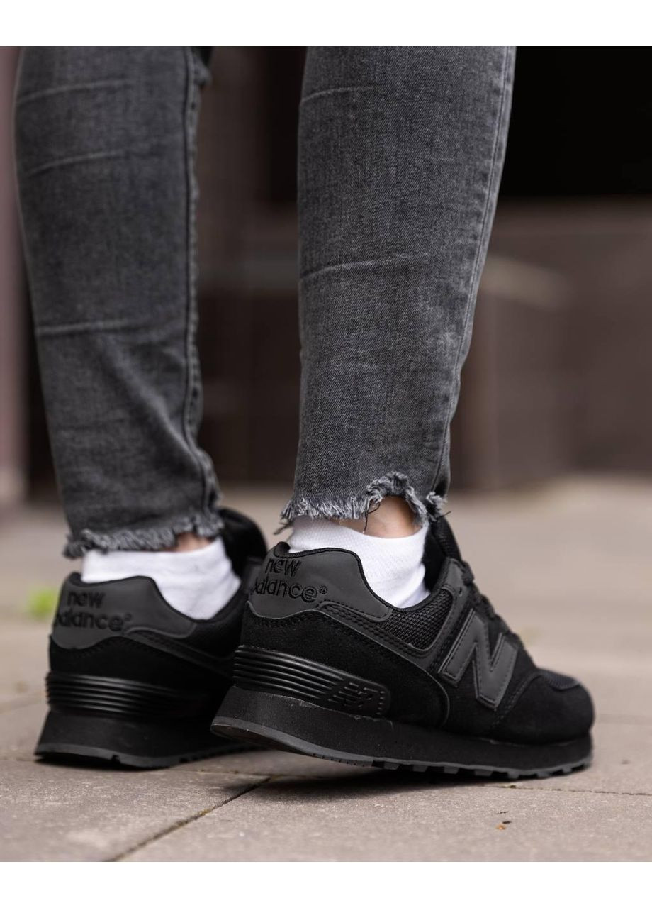 Чорні Осінні кросівки чоловічі new balance 574 total black нью беланс 574 No Brand