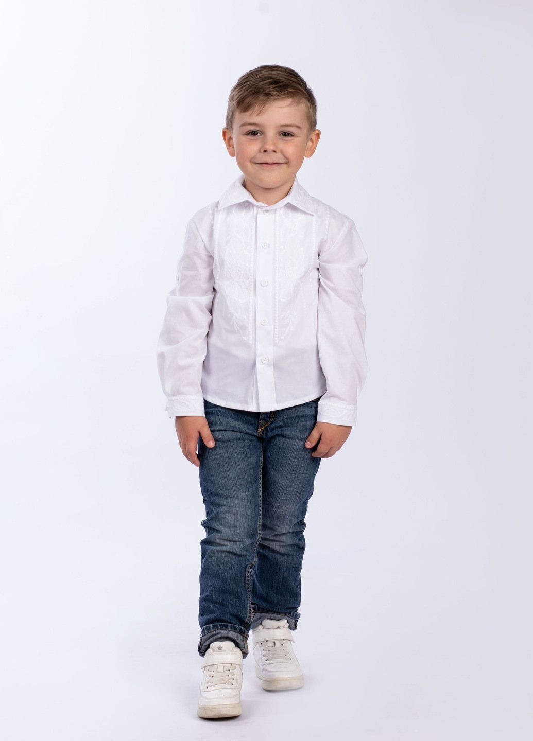 Белая рубашка для мальчиков Едельвіка хлопок (361948580)
