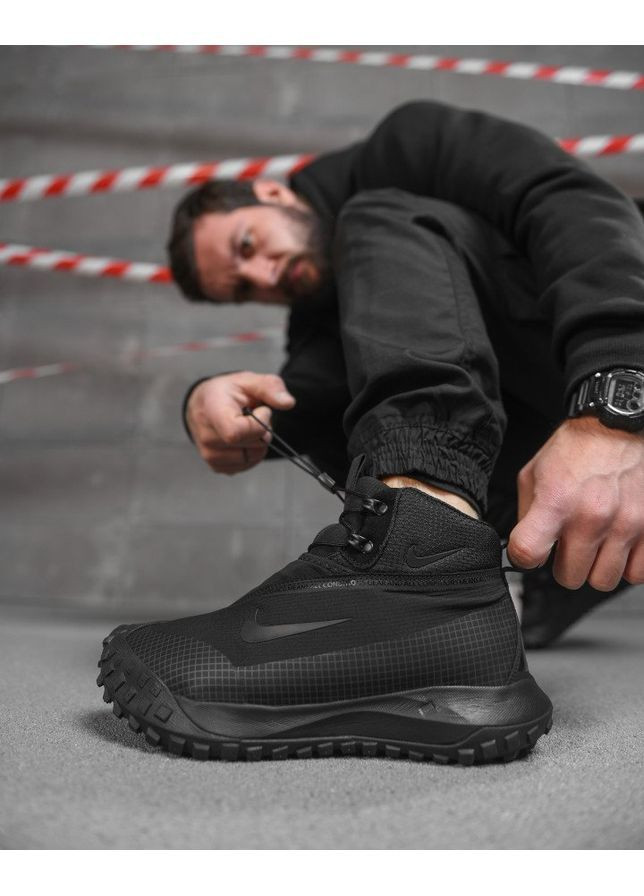 Чорні Зимовий чоловічі термо кросівки goretex black No Brand