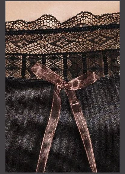 (SALE) Сорочка приталена EVANE CHEMISE black 4XL/5XL -, трусики, з мереживом Passion (303910081)