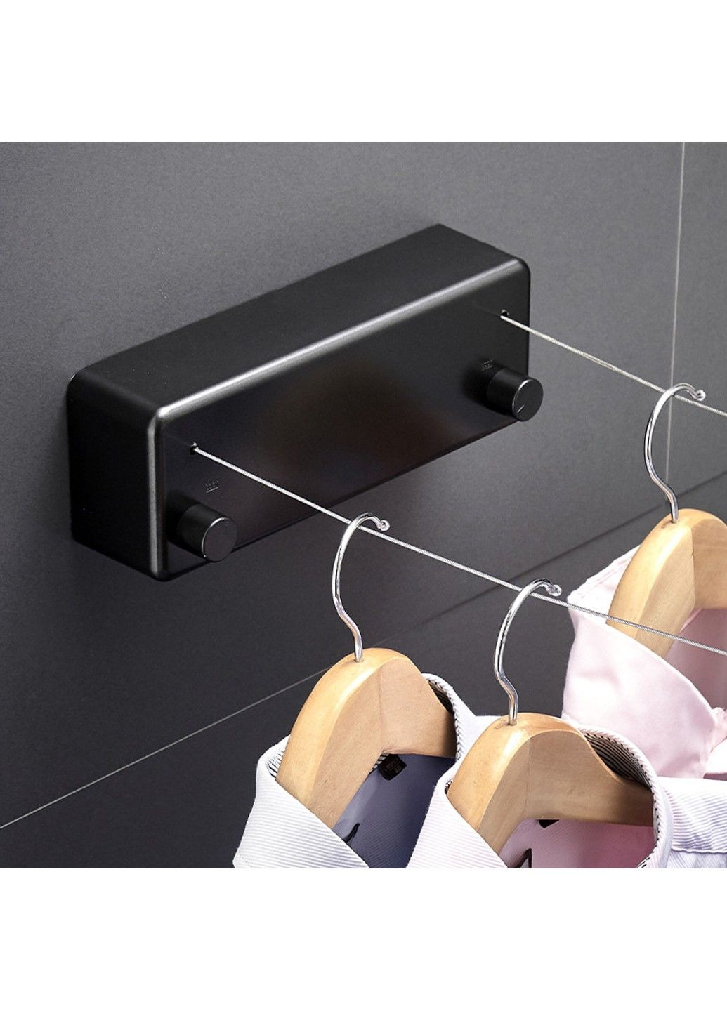 Сушарка для білизни настінна мотузка/трос подвійна з фіксатором 4.2м HP12 No Brand (299914640)