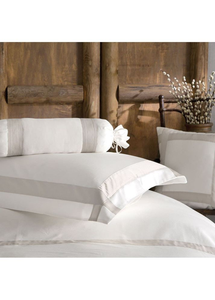 Постільна білизна Banda k.beyaz/bej преміум сатин з вишивкою євро Tivolyo Home (372445492)