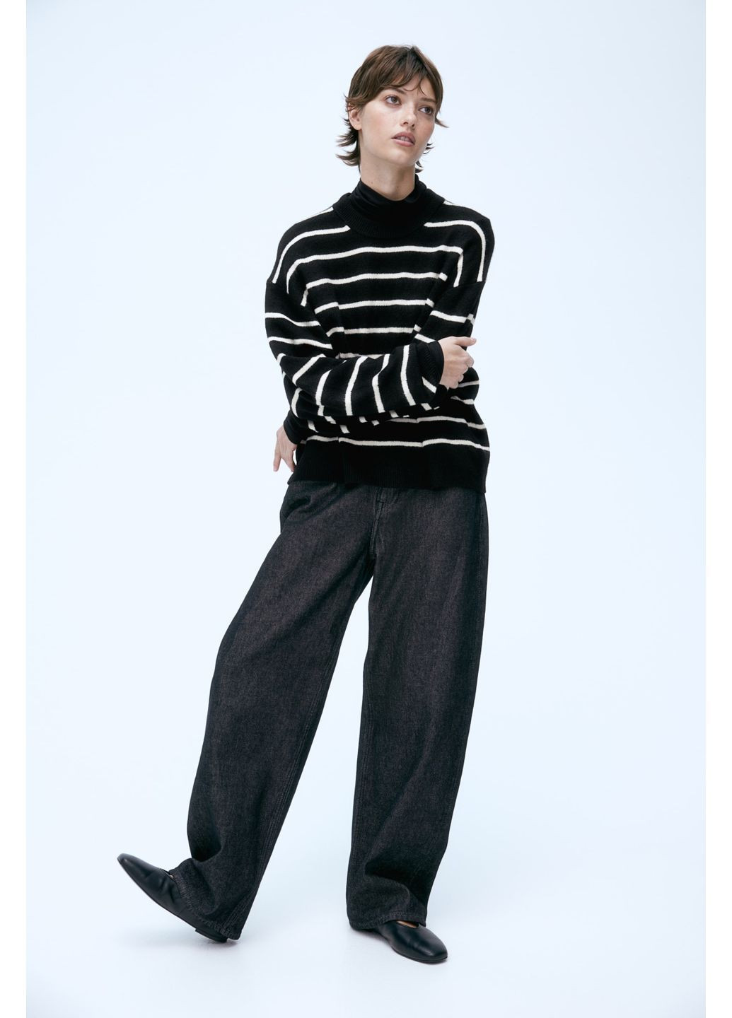 Комбинированный зимний вязаный джемпер H&M