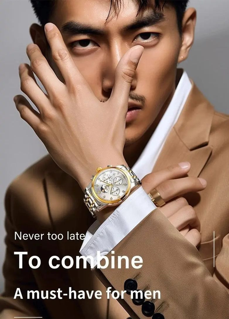 Часы 3655 мужские White Accents сталь деловой стиль Olevs (354820474)