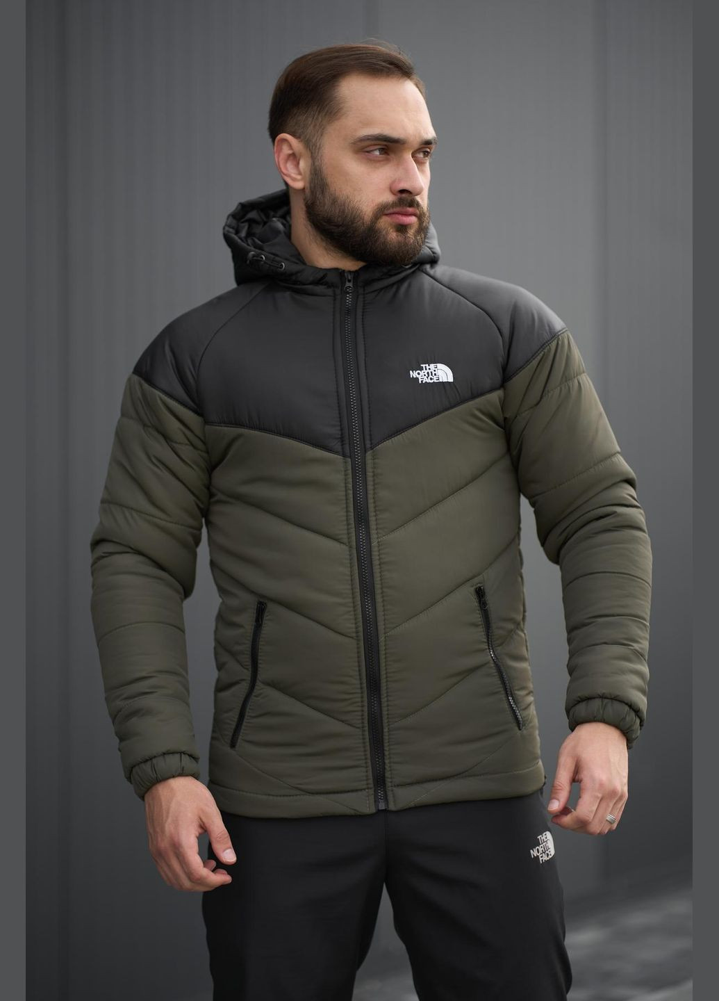 Оливкова (хакі) демісезонна куртка з капюшоном осінь/весна силікон 150 г/м² No Brand