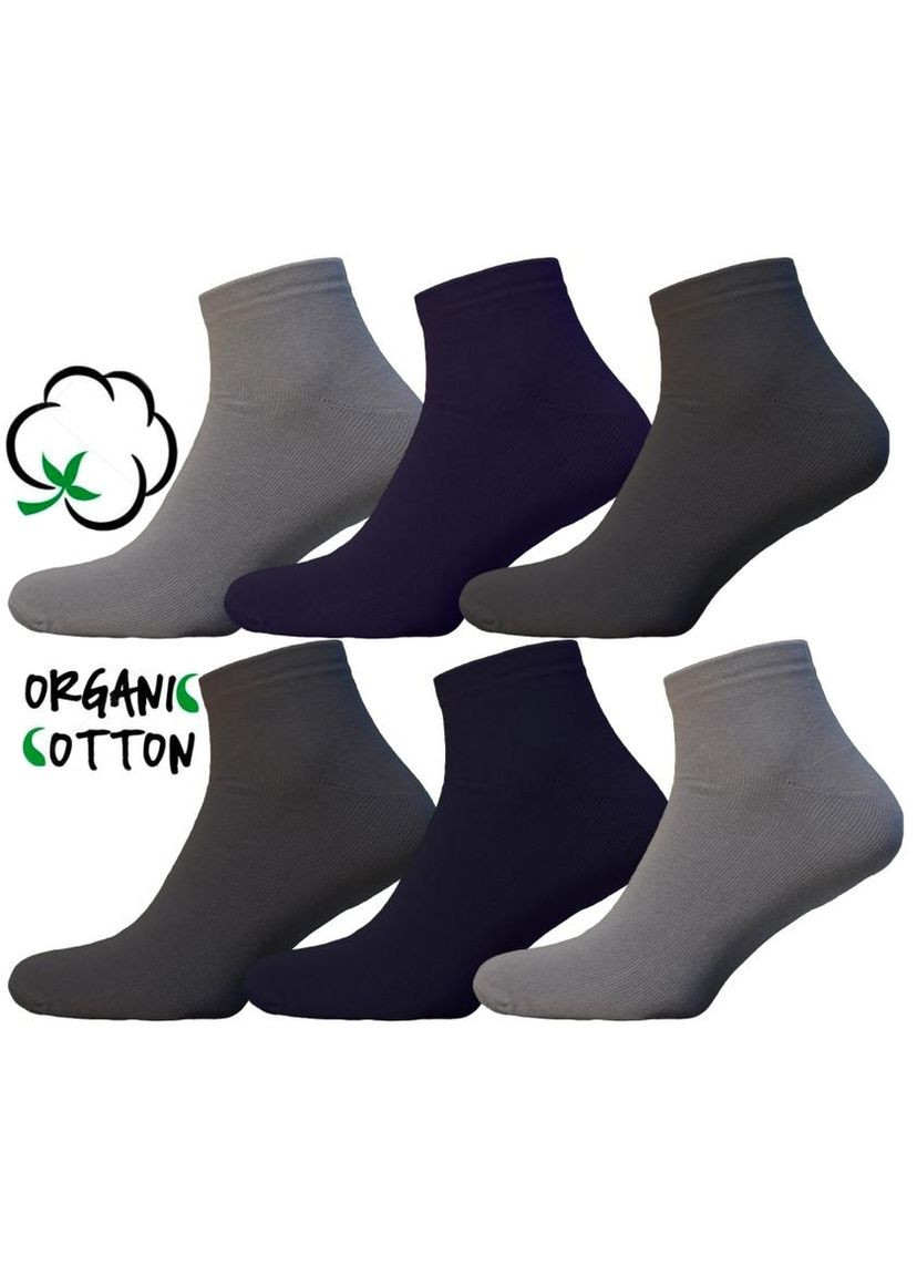 Комбинированные носки короткие хлопковые 6 пар упаковка житомир (0013/6) микс Lomani однотонные (329901350)