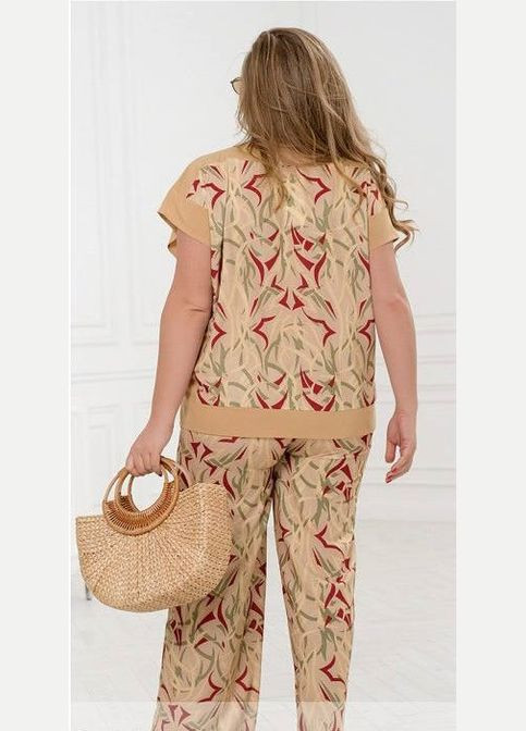 Костюм-двойка L-277 ваш новый любимый летний наряд Бежевый, 58 Sofia (298423697)