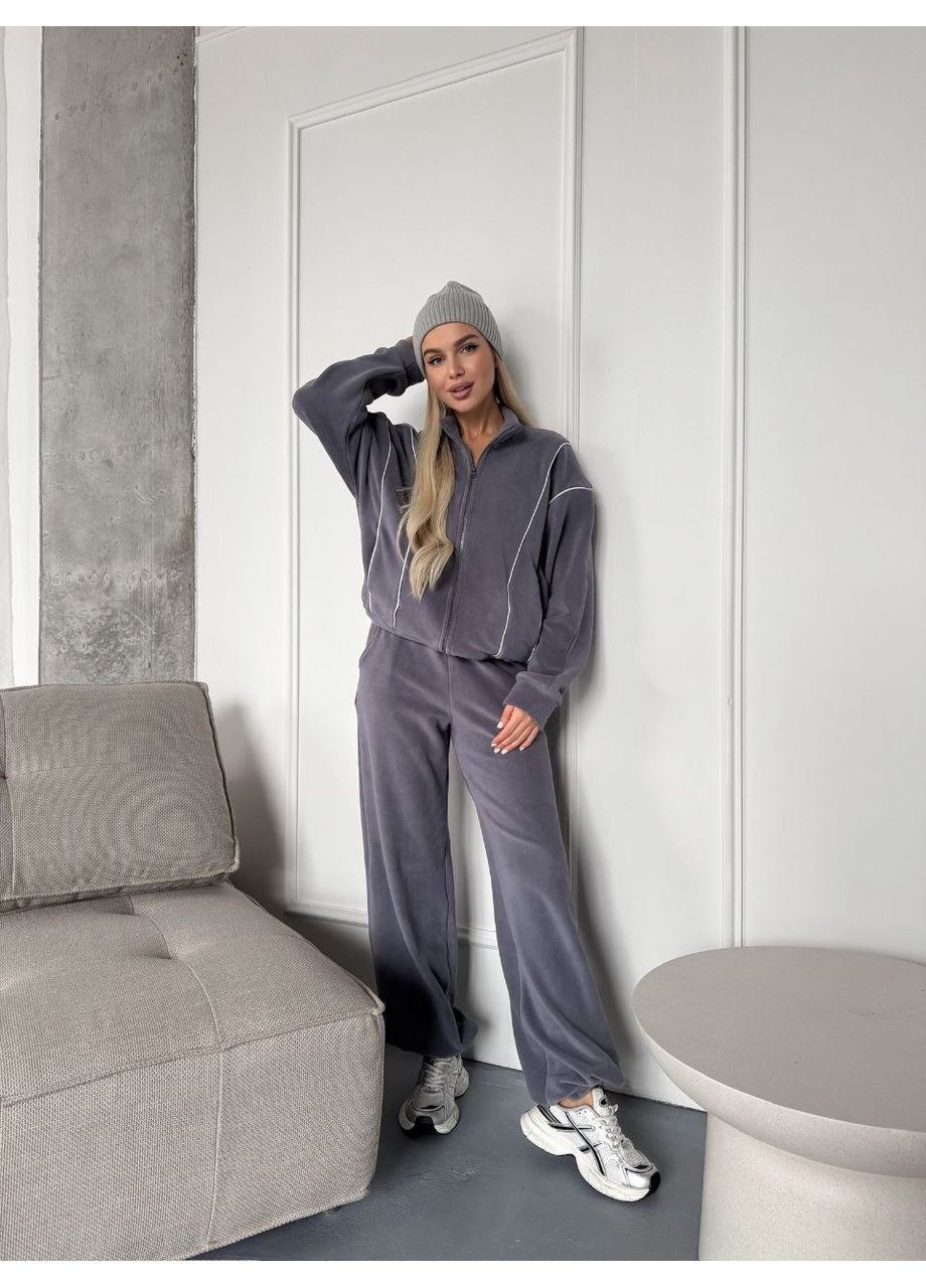 Женский теплый костюм из флиса серого цвета 36231 Fashion (370881885)
