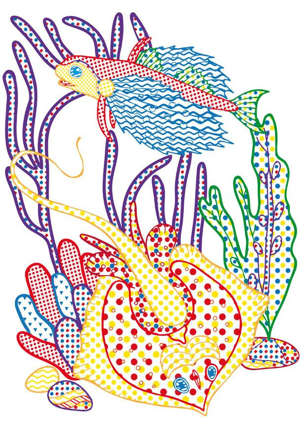 Великі водяні розмальовки з кольоровим контуром. Морські тварини (Crystal Book) No Brand (338876425)