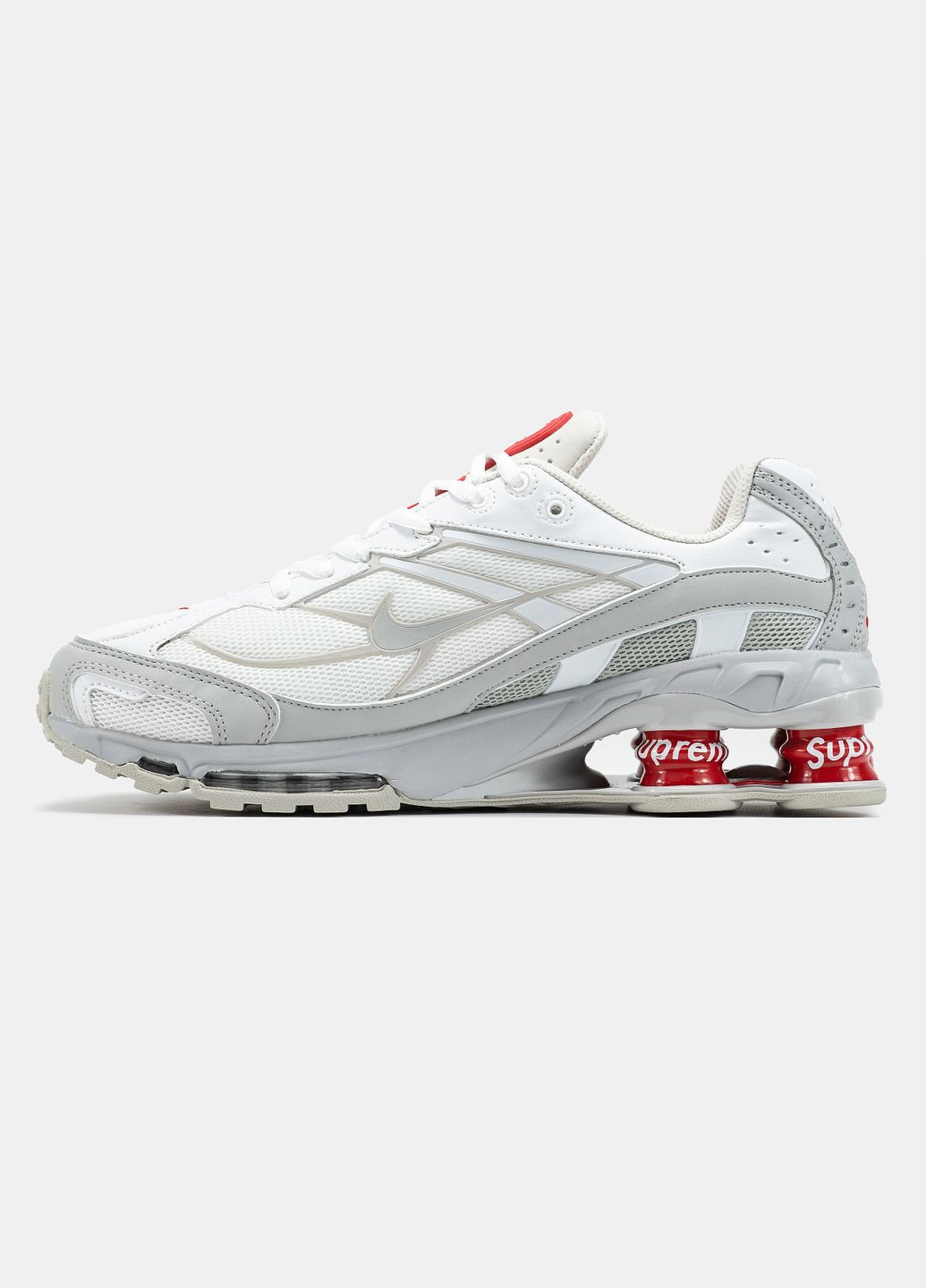 Білі Осінні кросівки чоловічі і жіночі nike shox ride 2 sp x supreme white | найк шокс райд 2 сп білі No Brand
