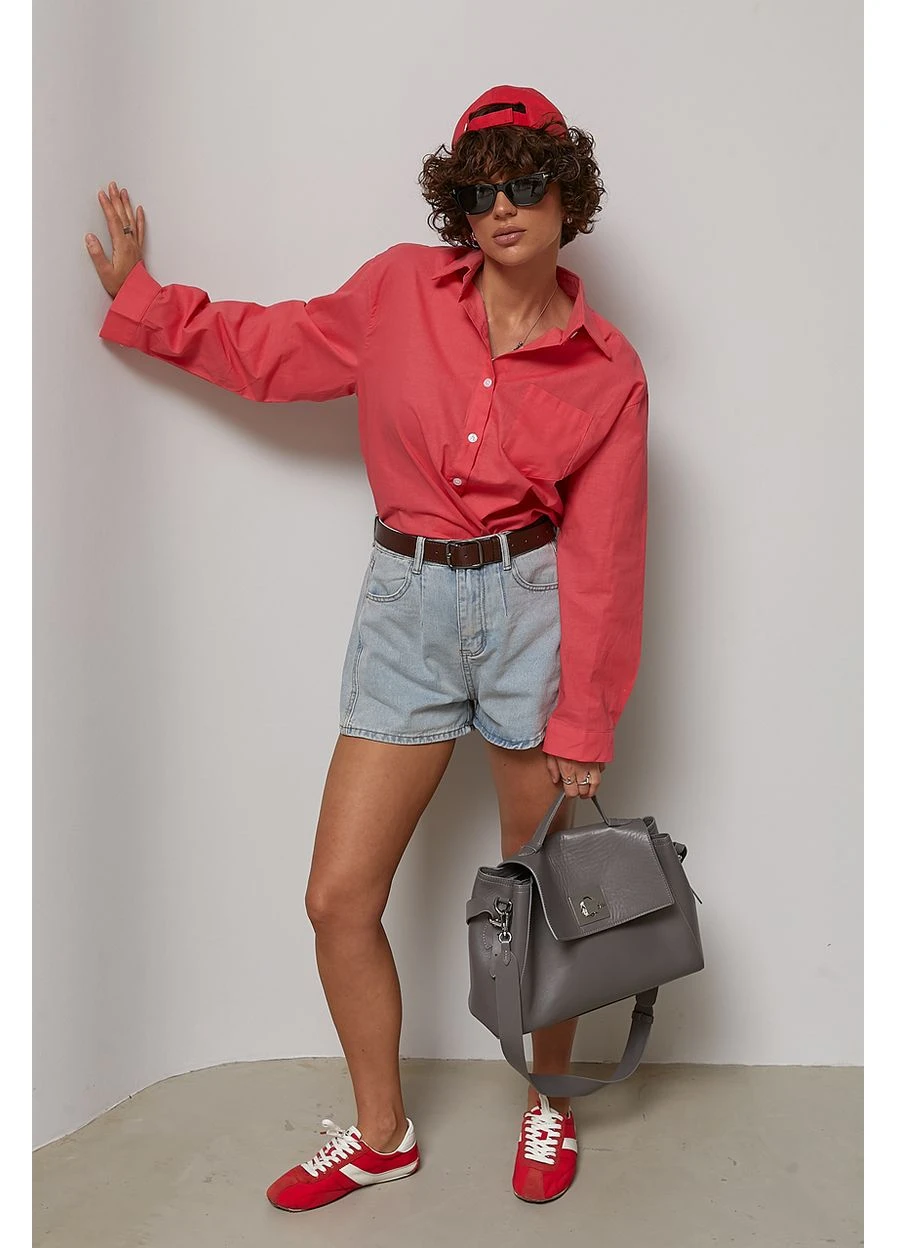 Вільна однотонна лляна сорочка Lurex (399764619)