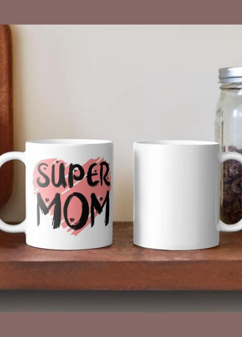 Чашка Керамічна кружка з принтом Super mom Супер мати для мами Біла 330 мл Orca (317320027)