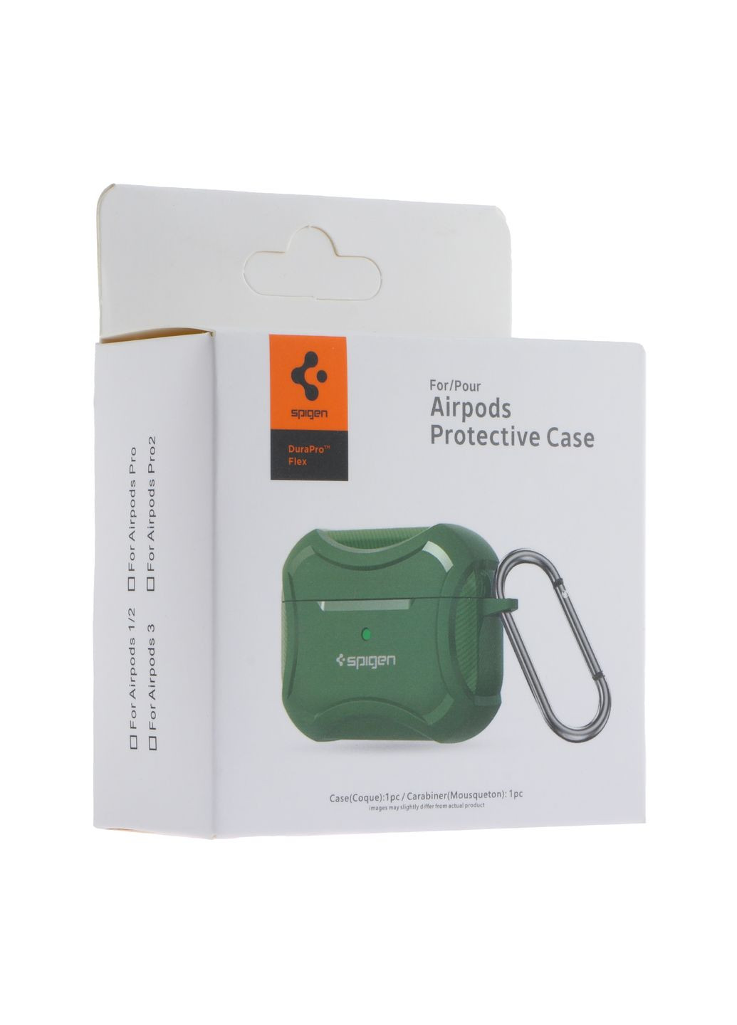 Футляр TPU DuraPro Flex with Hook для Airpods 1/2 Цвет Green Spigen Apple AirPods 2,Apple AirPods 1/2 (336940398)