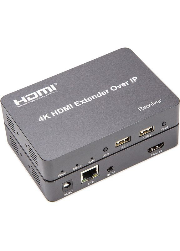 Удлинитель HDMI сигнала HDMI 4K/30hz, до 150м, через CAT5E/6 (HDES150-KVM) PowerPlant (360398672)