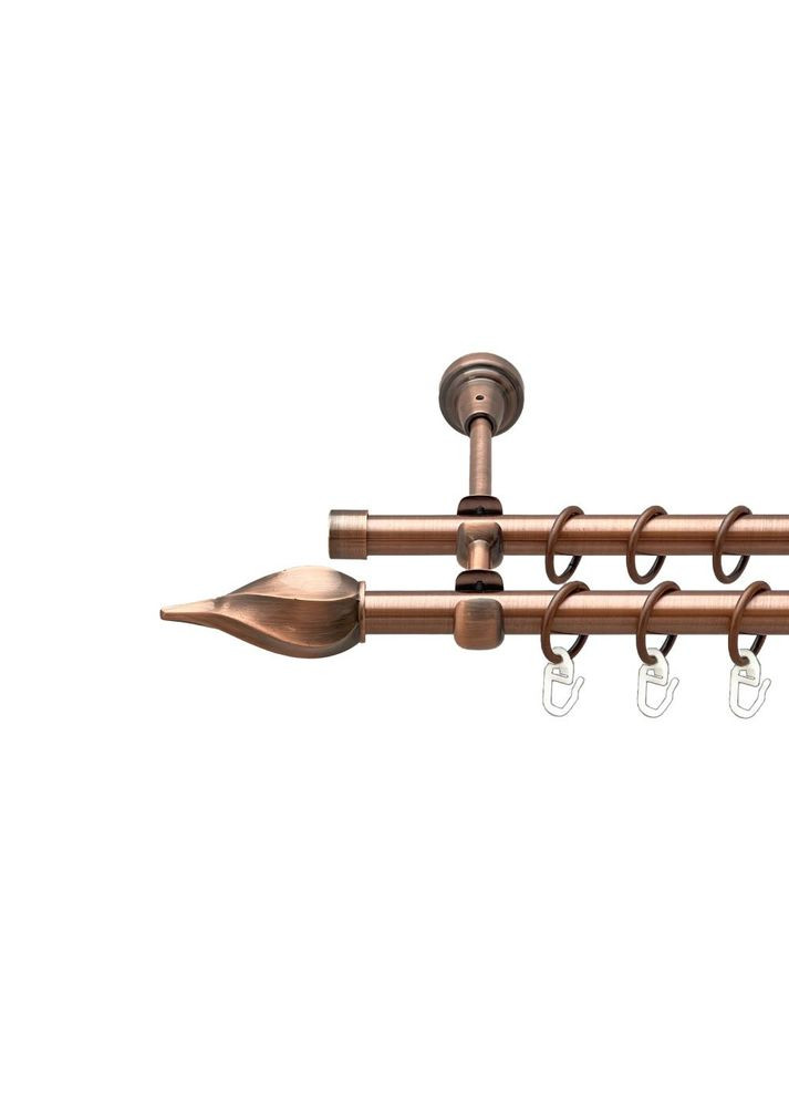 Карниз Твісто металевий дворядний відкритий гладка труба Мідь 16\16 мм 200 см (00-00020731) ORVIT (300691062)