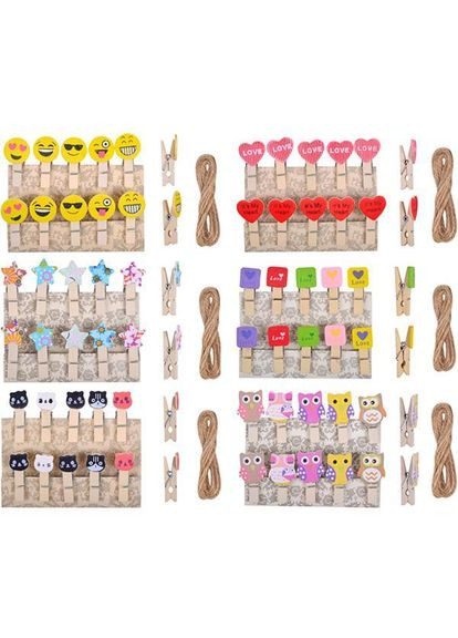 Прищіпки дерев`яні декоративні з фігуркою 10шт 3,5*0,6см 4-201 No Brand (322577698)