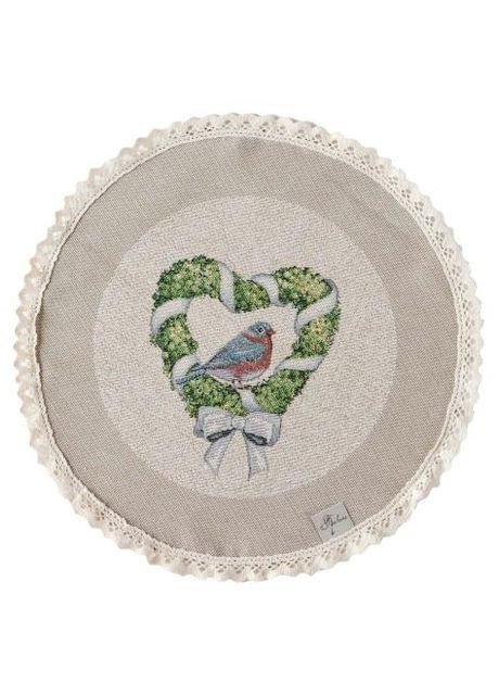 Круглая гобеленовая салфетка Garden Бежевый Зеленый 25 см (8789) Прованс (367108602)