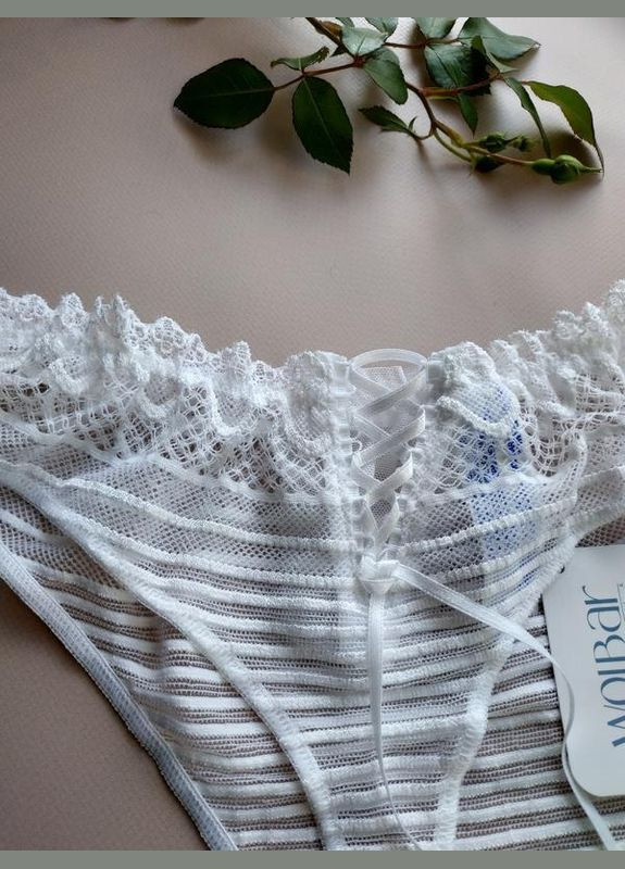 Трусики стрінги жіночі білі мереживні kanikani Wolbar (369612936)