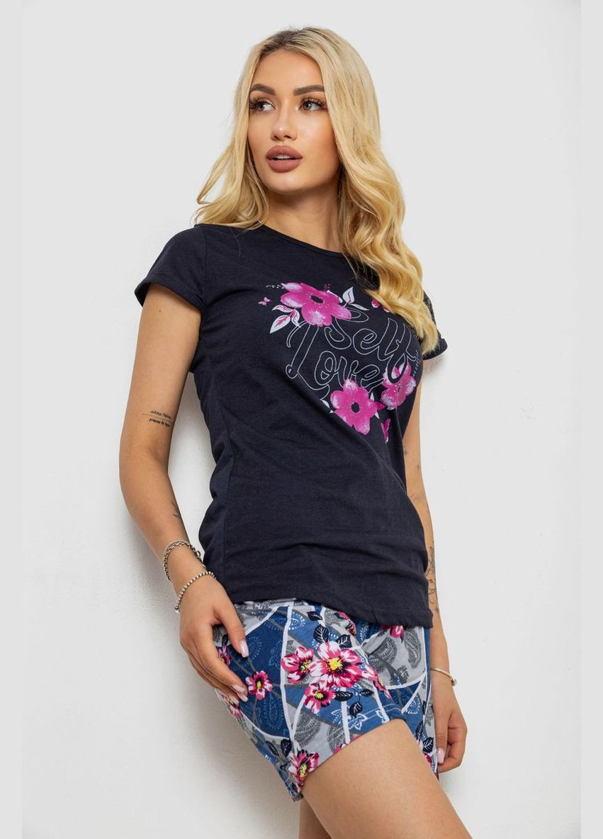 Темно-синяя пижама женская с принтом Ager 243R3050