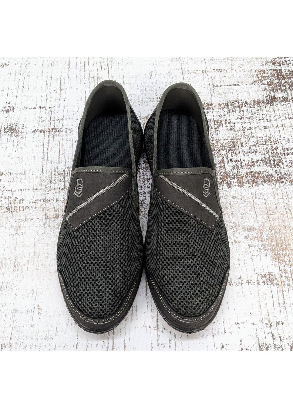 Серо-зеленые мокасины мужские текстильные сетка Dago