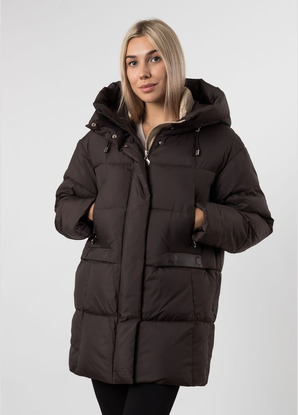 Темно-коричневий зимній Пуховик Snow Owl