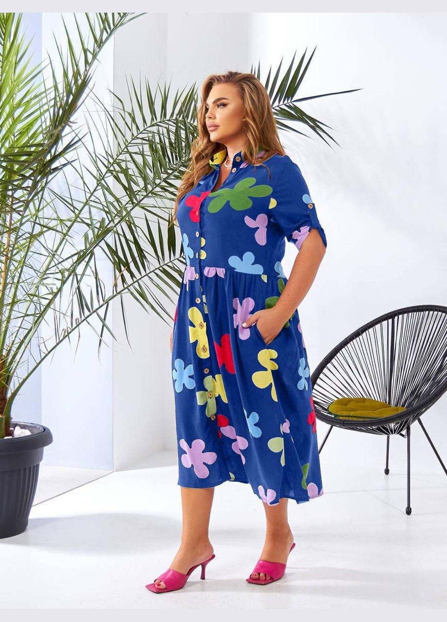 Синее платье из вискозы (штапель) Anastasimo