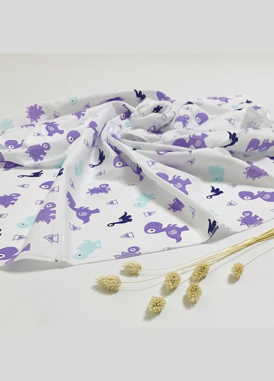 Пеленка муслиновая двухслойная Фиолетовые динозавры 100x75 см Penetka (323210814)