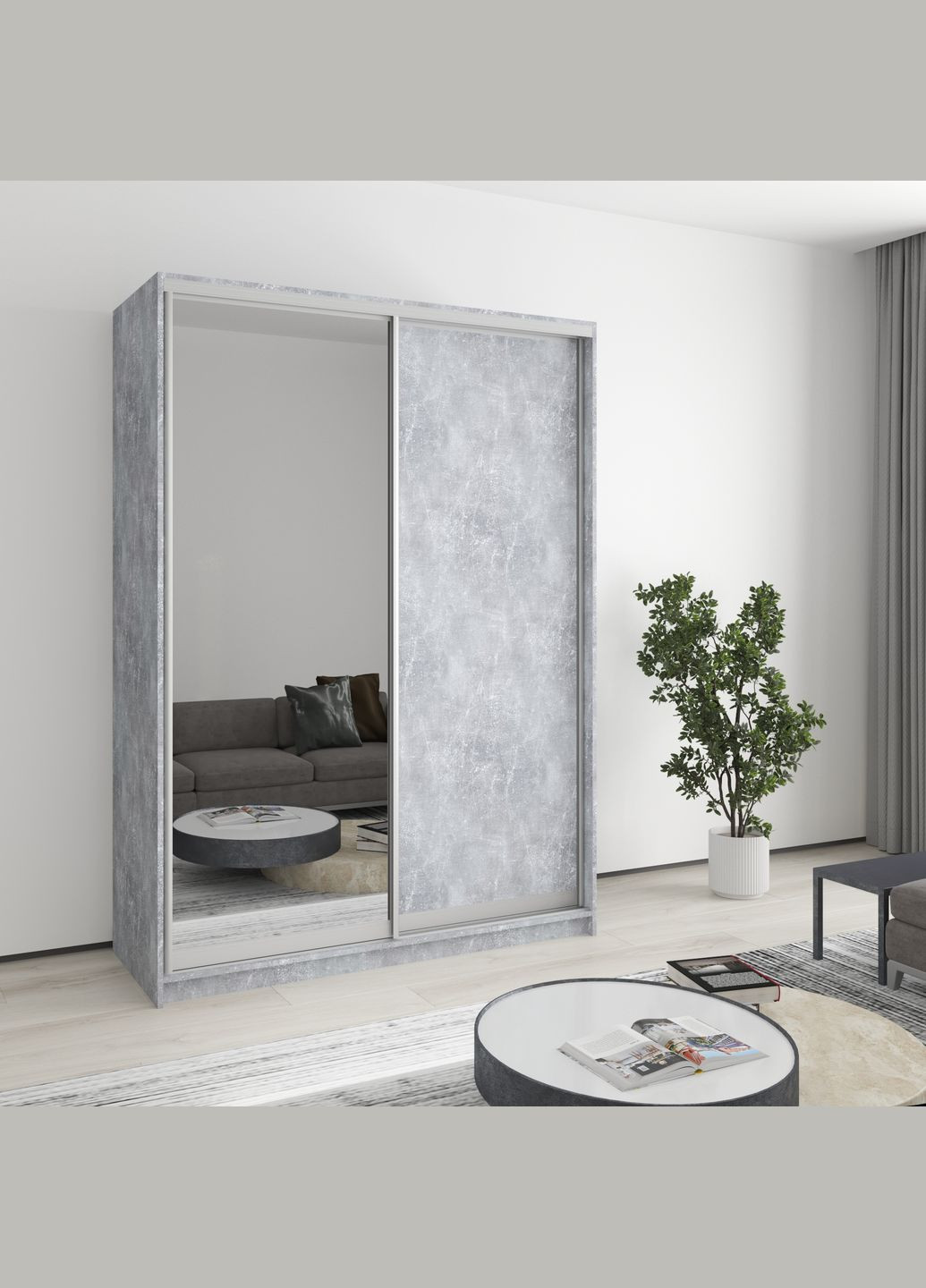 Шафа-купе дводверна Комбо AL ДСП/Дзеркало 150x45x210 см (MBS-2738) MebelStar (346289591)