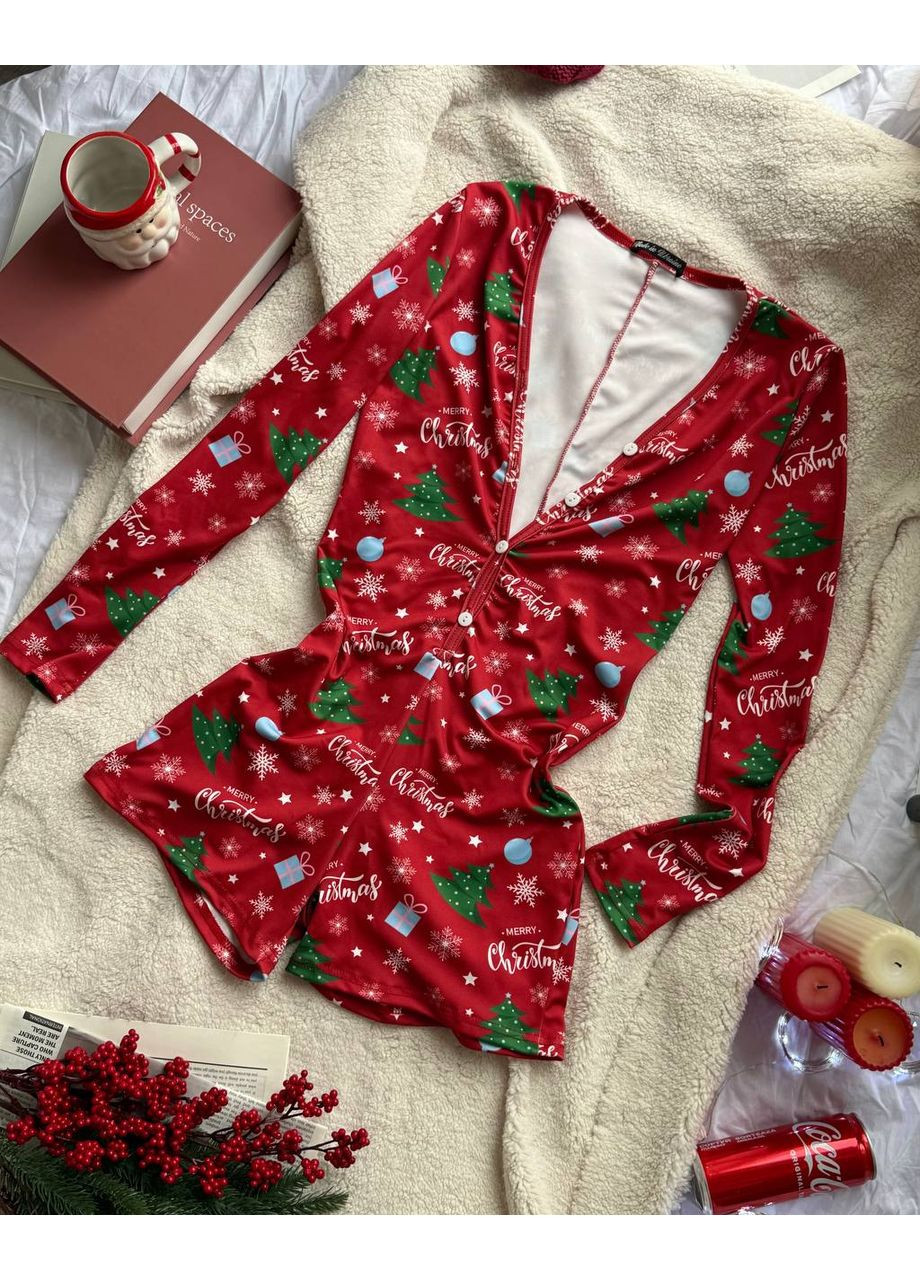 Червона всесезон святковий комбінезон для дому — заміри в описі комбінезон DK/DL Мода без кордонів