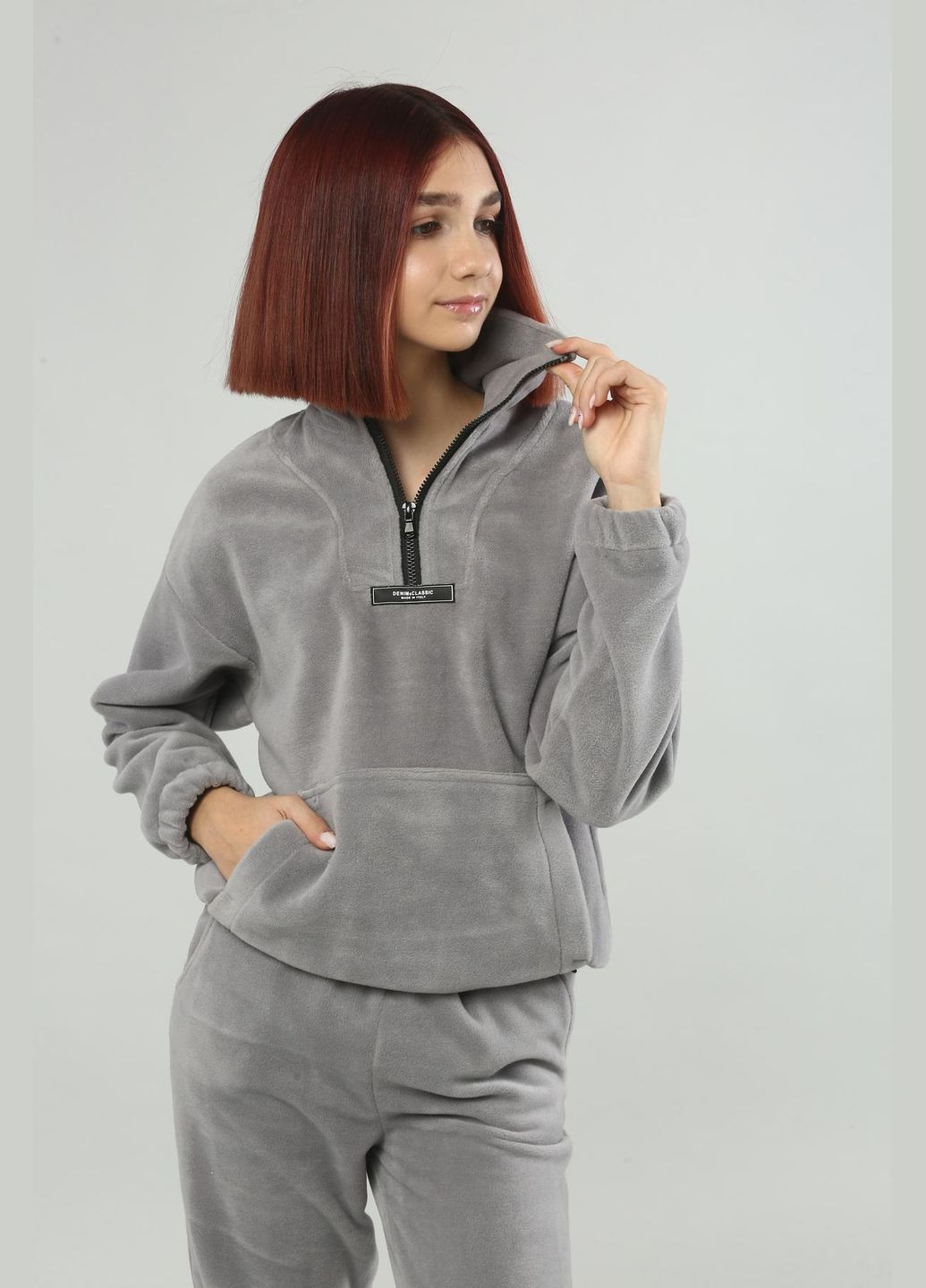 Сірий демісезонний флісовий костюм брючний IRmAS оверсайз