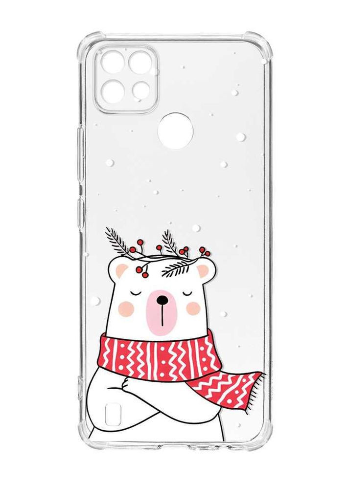 Чохол з потовщеними кутами на Realme C21:: Ведмідь у шарфі (новорічний принт 147) Creative (362968826)