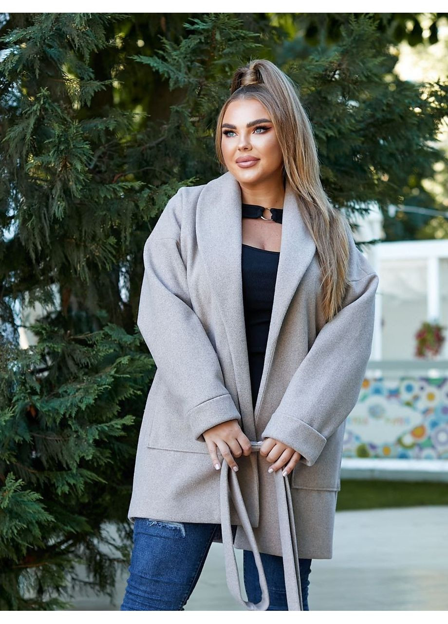 Серое демисезонное 🧥 Стильное осеннее пальто из кашемира 🧥Ознакомьтесь с размерной сеткой. DK/DL Мода без кордонів