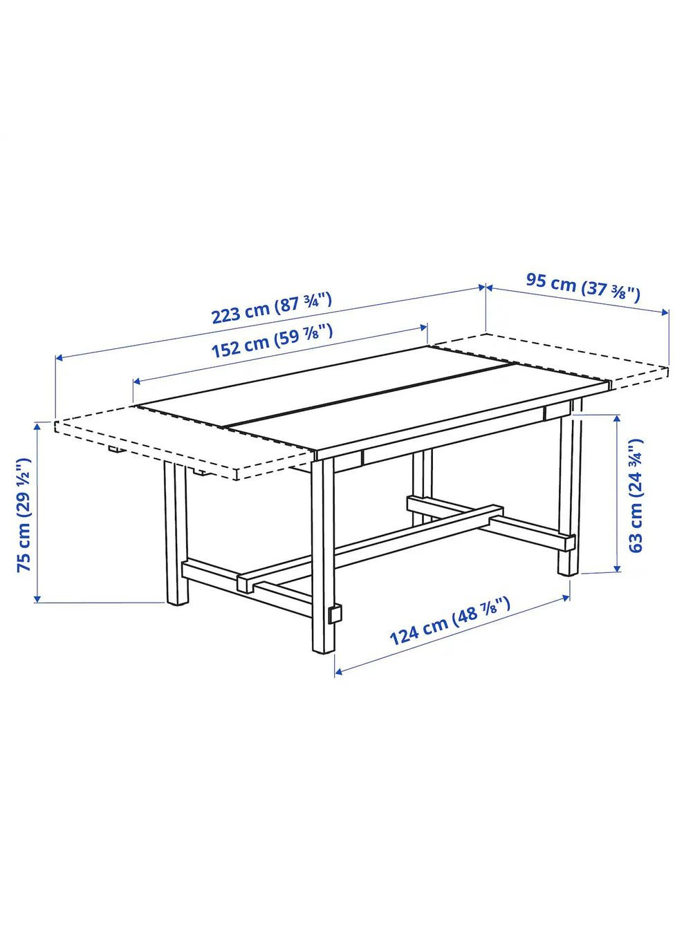 Розкладний стіл ІКЕА NORDVIKEN 152/223х95 см (90368715) IKEA (278405670)
