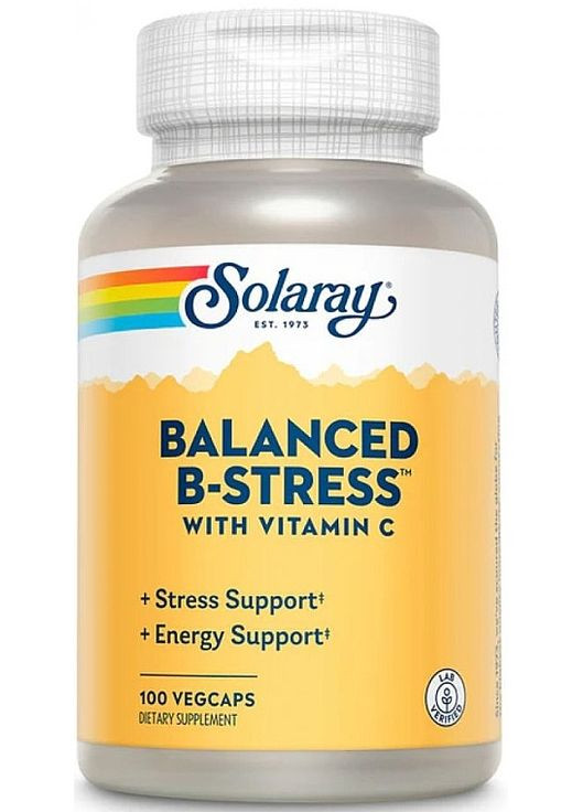 Пищевая добавка "Сбалансированный В стресс с витамином С" Balanced B Stress With Vitamin C 100шт (1431864-38816085) Solaray (368639320)