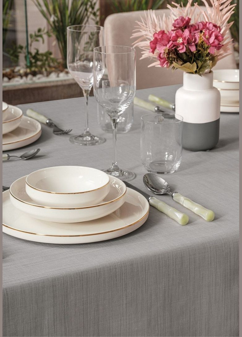 Скатертина поліестер Cotton Box Plain - Grey 155х160 см TC303375941 TURComFor (332018117)