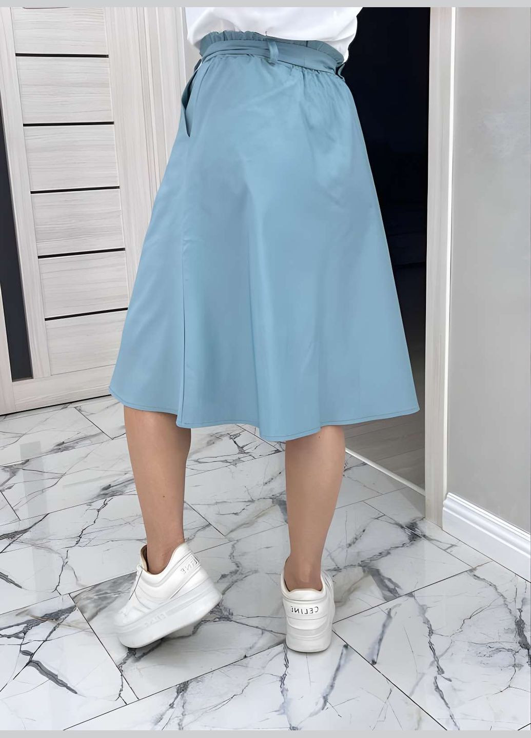 Спідниця жіноча джинс стрейч 42-56 шоколад (коричнева), бежева, молочна, м'ятна,... No Brand (332770548)