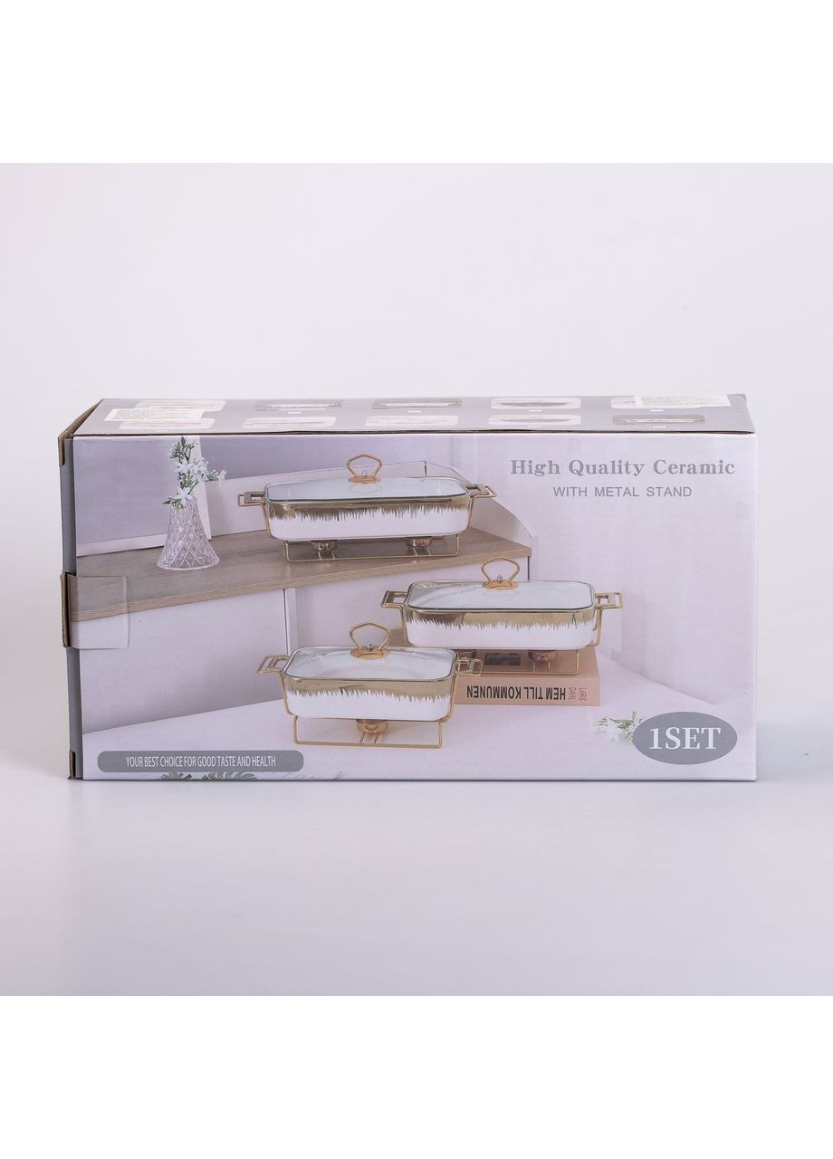 Мармит керамический со стеклянной крышкой 38х18.5х15.5 см на металлической подставке 1 л SA1107-S Yiwu (351431262)